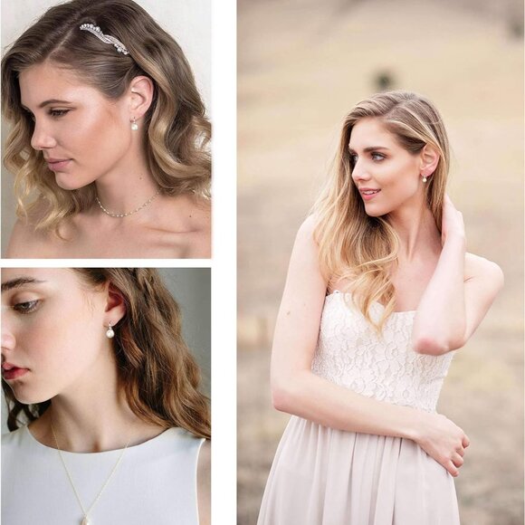 925 Sterling Silver Hoop Handpicked AAA+ Quality 7.5-8mm Dangle Drop Earrings - Picture 5 of 6